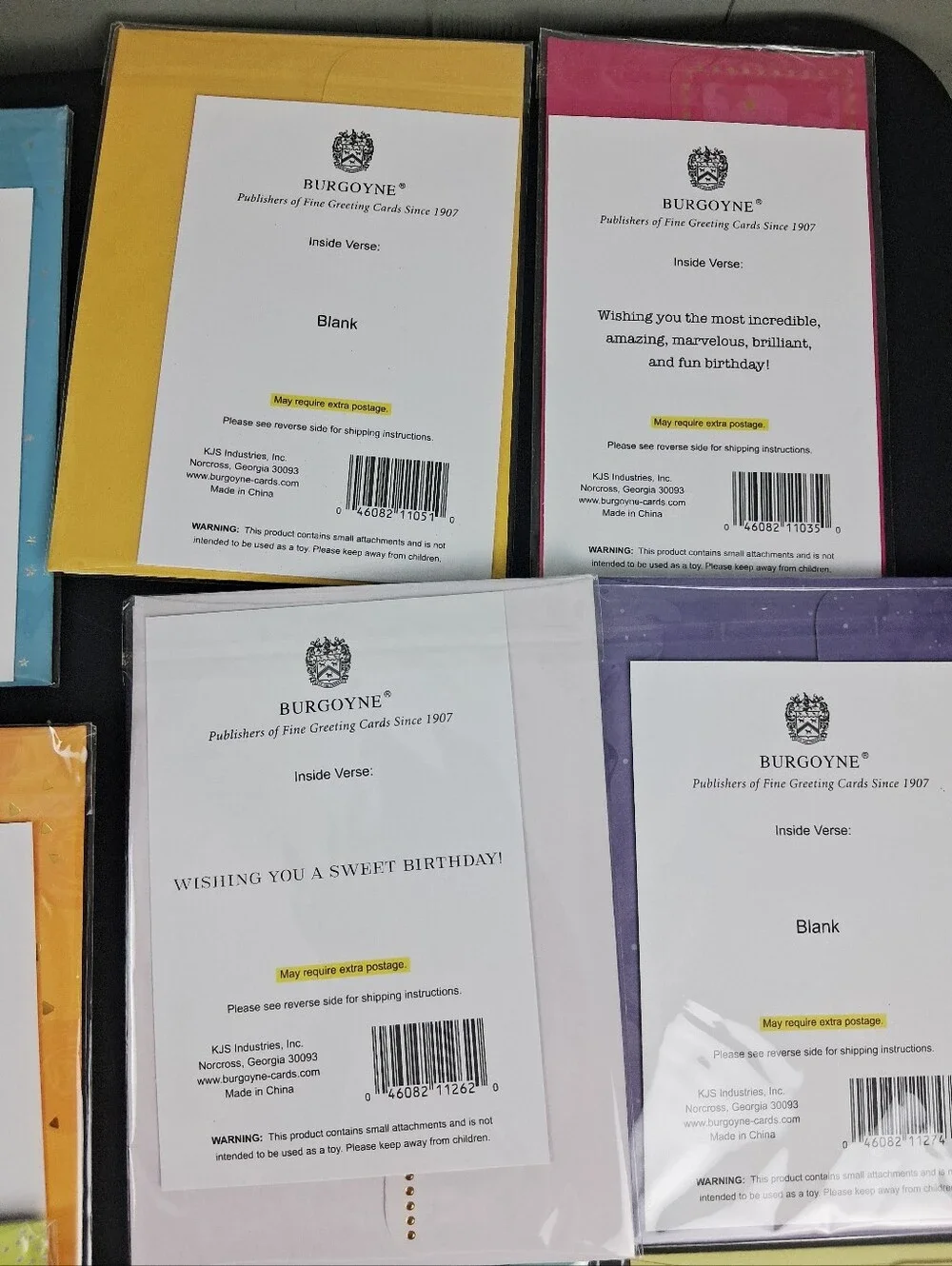 Burgoyne 3D Birthday & Blank Cards w/ Envelopes NEW Set of 12